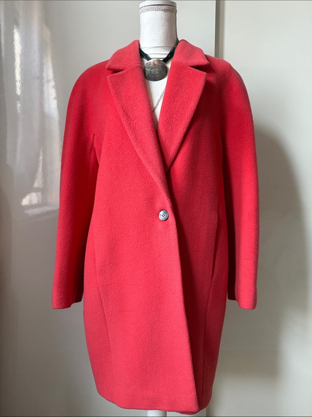 HOBBS  pink salmon Women's Single-Button Wool Blend Coat